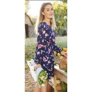 Lauren Conrad Navy Floral Long sleeve dress Size XL